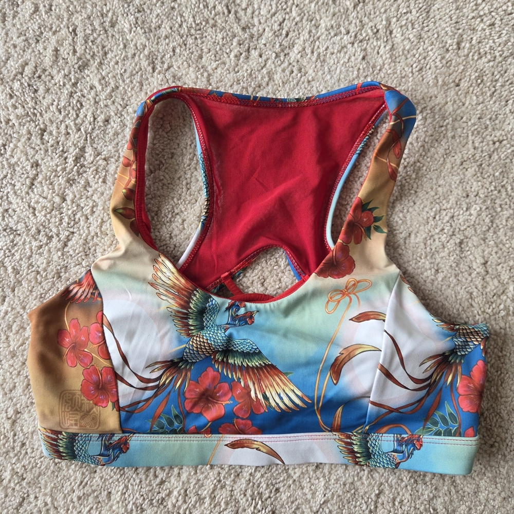 Iron Yokai Bird & Floral Sports Bra, Fits XS/S